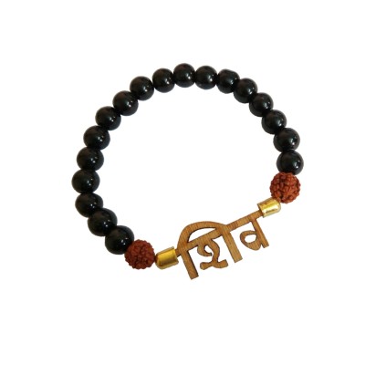 Mahadev Shiva Rudraksha Black Quartz Bracelet By Menjewell